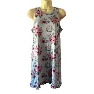 Sleep Zenista Size M 8/10 Floral Print Knit Nightgown Sleeveless Ruffle